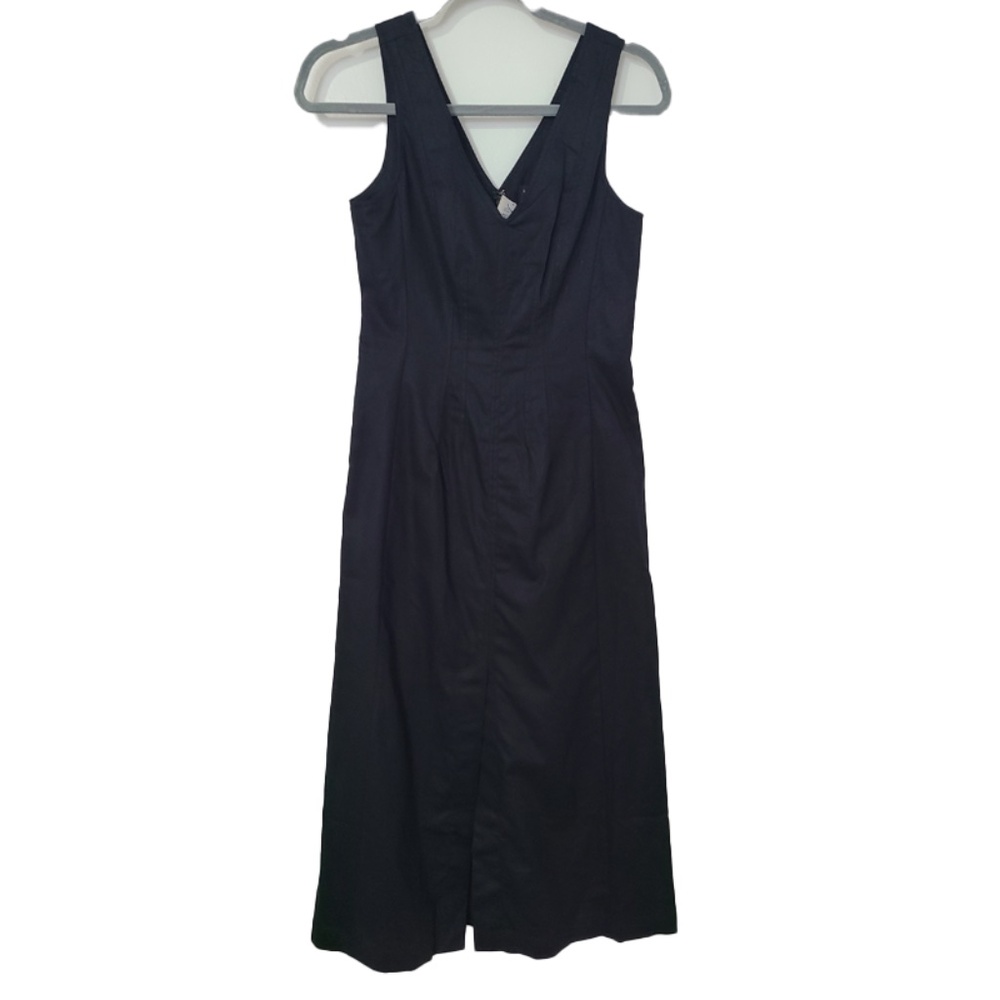 Black Linen-Blend Seam Bodice Maxi Dress Size 0 Petite (New)